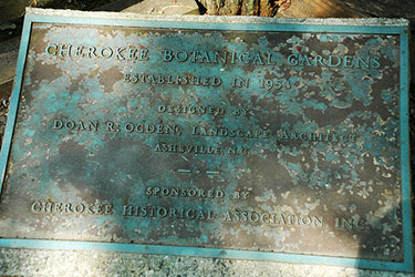 Plaque at the Cherokee Botanical Gardens, 2007. Image from Flickr user Flatbush Gardener/ Chris Kreussling.