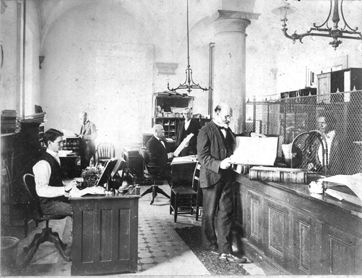 State Treasurer's Office, State Capitol building, Raleigh, NC, 1890s. Image from the State Archives of North Carolina.