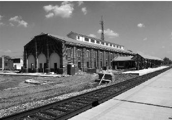 Burlington Company Shops in process of revitalization, 2003. Image courtesy of North Carolina Railroad Company annual report, NCDCR Digital Collections. 