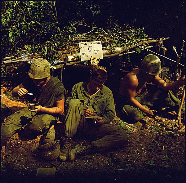 Soldiers in bunker.