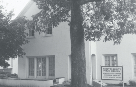 "Agnew Hunter Bahnson house at 702 West Fifth Street. The house was used by the Forsyth County Public Library for a variety of purposes, beginning in 1968." Courtesy of Digital Forsyth. 