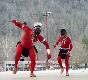 Warriors of the AniKituhwa. Image available from The Museum of the Cherokee Indian. 